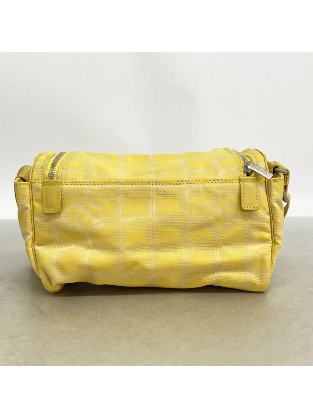 Chanel Shoulder Bag New Travel Nylon Yellow Silver